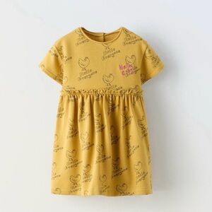 Zara Girl New Chicken Print Dress in Mustard NWOT